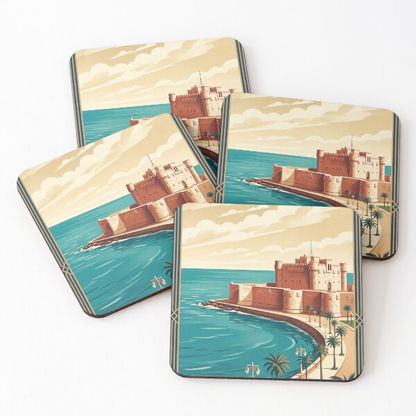 Item preview, Alexandria Egypt Vintage Travel Poster – Qaitbay Citadel & Mediterranean designed and sold by Bomax121.