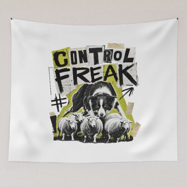 Item preview, Control Freak Border Collie Herding Sheep Dog designed and sold by AntiqueImages.