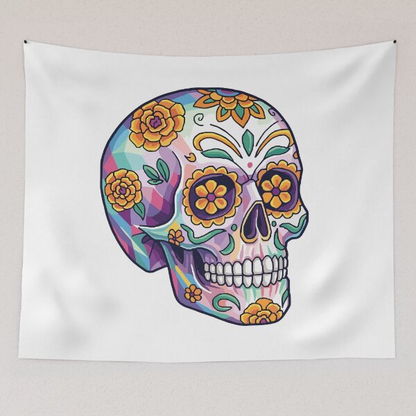 Item preview, Colorful Floral Sugar Skull Illustration | Mexican Calavera Day of the Dead Art designed and sold by Ecocrushstudio.