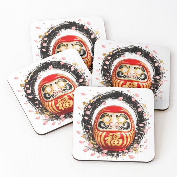 Item preview, Red Daruma & Sakura – Japanese Zen Fortune Illustration designed and sold by ichiyori.