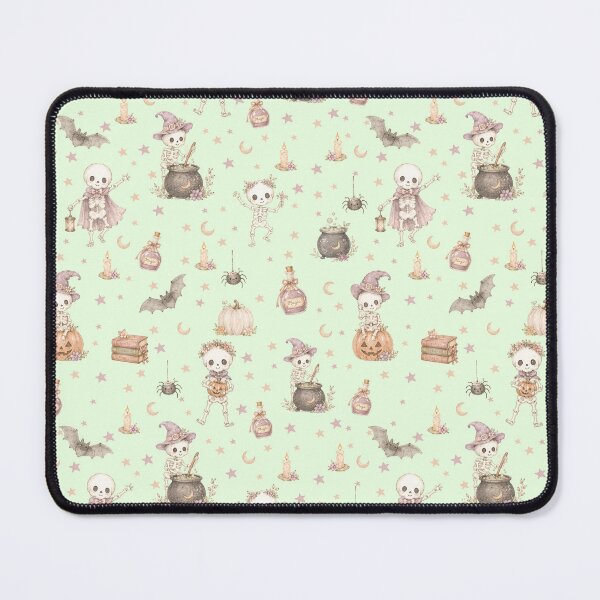 Item preview, Pastel Halloween Skeleton Pattern | Kawaii Spooky Watercolor Skeletons, Bats & Pumpkins Cottagecore Design designed and sold by PaperyAndInk.