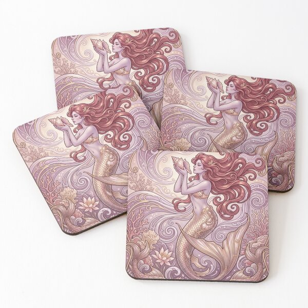 Item preview, Pisces Energy Art Nouveau Mermaid – Celestial Anime Zodiac Fantasy Art Print designed and sold by RSDigitalPrintDesign.