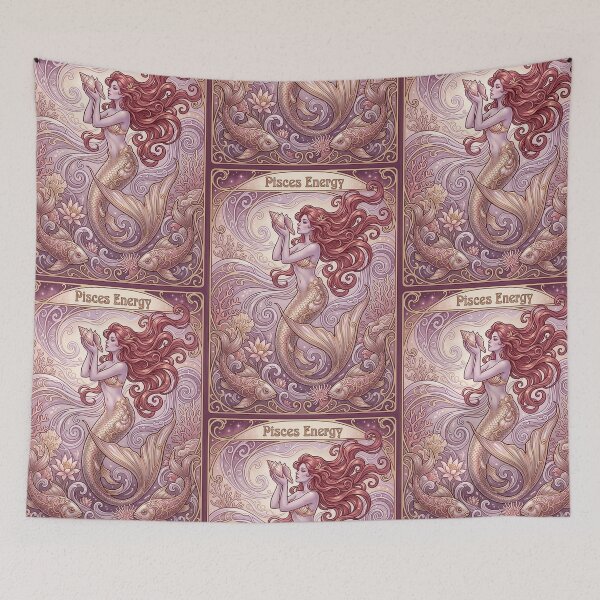 Item preview, Pisces Energy Art Nouveau Mermaid – Celestial Anime Zodiac Fantasy Art Print designed and sold by RSDigitalPrintDesign.