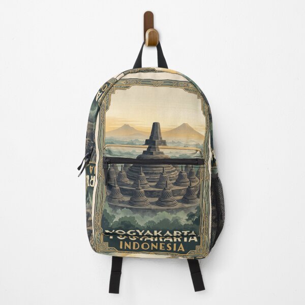 Item preview, Yogyakarta Indonesia Vintage Travel Poster – Borobudur & Mount Merapi designed and sold by Bomax121.
