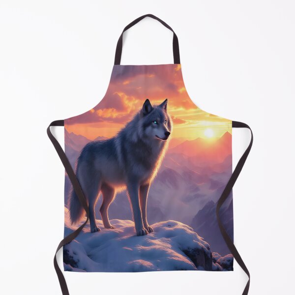 Item preview, Majestic Wolf on Snowy Mountain at Sunset | Epic Wildlife Art designed and sold by DreamyWallVibes.
