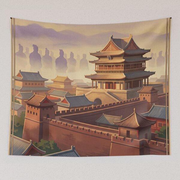 Item preview, Xi’an China Vintage Travel Poster – Ancient City Wall & Terracotta Army designed and sold by Bomax121.