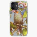 Orange Cheeked Waxbill Finch With Blueberries Realistic Painting iPhone Case