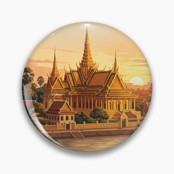 Item preview, Phnom Penh Cambodia Vintage Travel Poster – Royal Palace & Riverfront designed and sold by Bomax121.