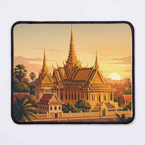 Item preview, Phnom Penh Cambodia Vintage Travel Poster – Royal Palace & Riverfront designed and sold by Bomax121.