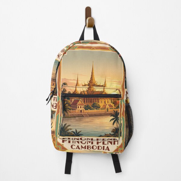 Item preview, Phnom Penh Cambodia Vintage Travel Poster – Royal Palace & Riverfront designed and sold by Bomax121.
