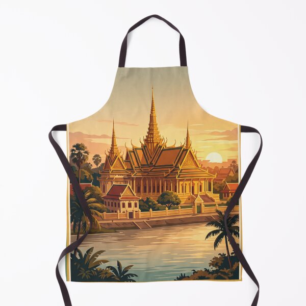 Item preview, Phnom Penh Cambodia Vintage Travel Poster – Royal Palace & Riverfront designed and sold by Bomax121.