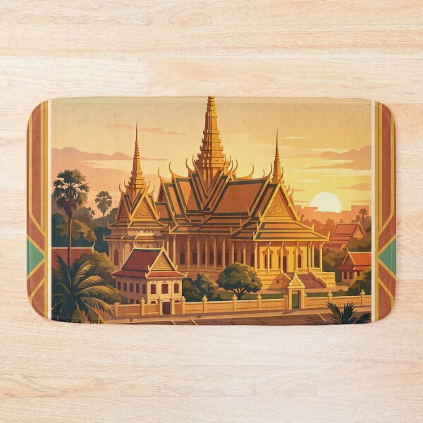 Item preview, Phnom Penh Cambodia Vintage Travel Poster – Royal Palace & Riverfront designed and sold by Bomax121.