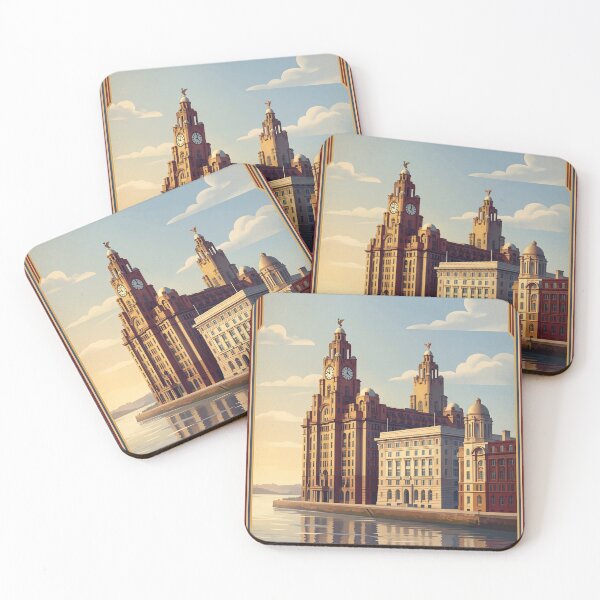 Item preview, Liverpool England Vintage Travel Poster – Royal Liver Building & Mersey designed and sold by Bomax121.
