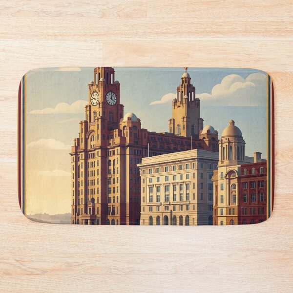 Item preview, Liverpool England Vintage Travel Poster – Royal Liver Building & Mersey designed and sold by Bomax121.