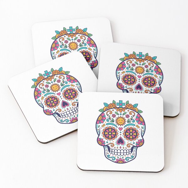 Item preview, Colorful Folk Art Sugar Skull | Floral Day of the Dead Calavera Illustration designed and sold by Ecocrushstudio.
