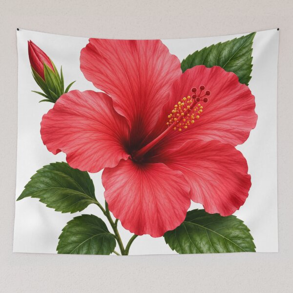 Item preview, Red Hibiscus Flower Botanical Illustration designed and sold by Mikena1996.