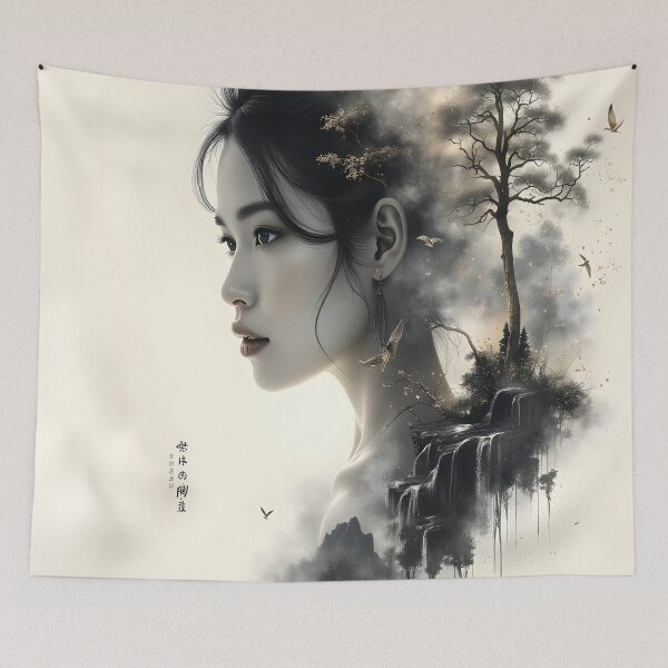 Item preview, Ethereal Woman in Surreal Landscape | Fantasy Portrait Art designed and sold by DreamyWallVibes.