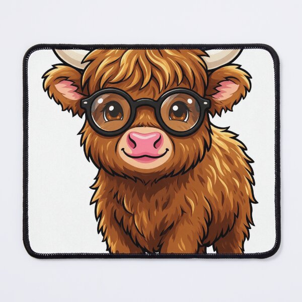 Item preview, Cute Highland cow wearing round glasses designed and sold by DVerse Studio.