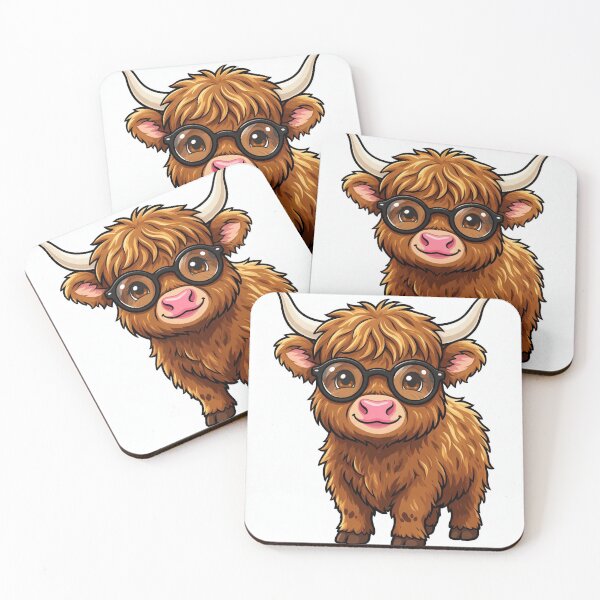 Item preview, Cute Highland cow wearing round glasses designed and sold by DVerse Studio.