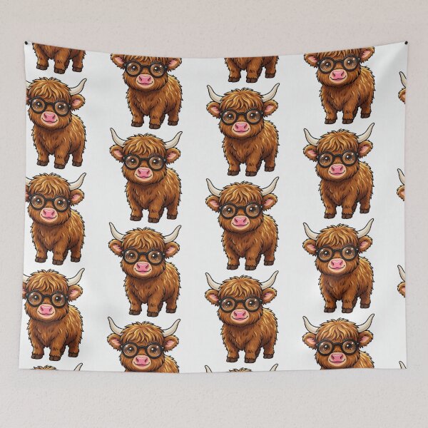 Item preview, Cute Highland cow wearing round glasses designed and sold by DVerse Studio.