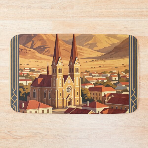 Item preview, Windhoek Namibia Vintage Travel Poster – Christ Church & Hills designed and sold by Bomax121.