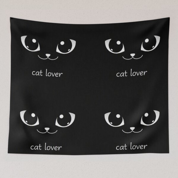 Item preview, Black cat face in black and whitewith cat lover quote ,lineart designed and sold by wallartofmio.