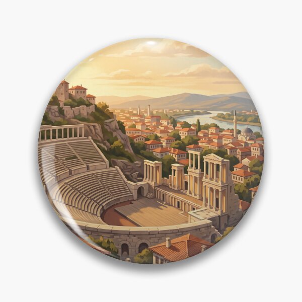 Item preview, Plovdiv Bulgaria Vintage Travel Poster – Ancient Theatre & Old Town designed and sold by Bomax121.