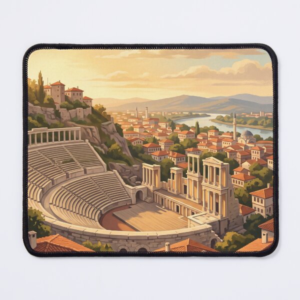 Item preview, Plovdiv Bulgaria Vintage Travel Poster – Ancient Theatre & Old Town designed and sold by Bomax121.