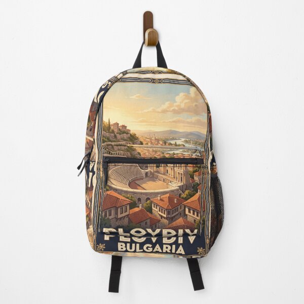Item preview, Plovdiv Bulgaria Vintage Travel Poster – Ancient Theatre & Old Town designed and sold by Bomax121.