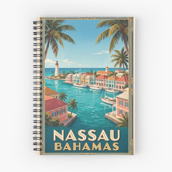 Item preview, Nassau Bahamas Vintage Travel Poster – Harbour, Lighthouse & Sailboats designed and sold by Bomax121.