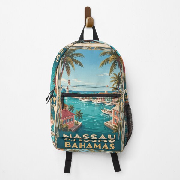 Item preview, Nassau Bahamas Vintage Travel Poster – Harbour, Lighthouse & Sailboats designed and sold by Bomax121.