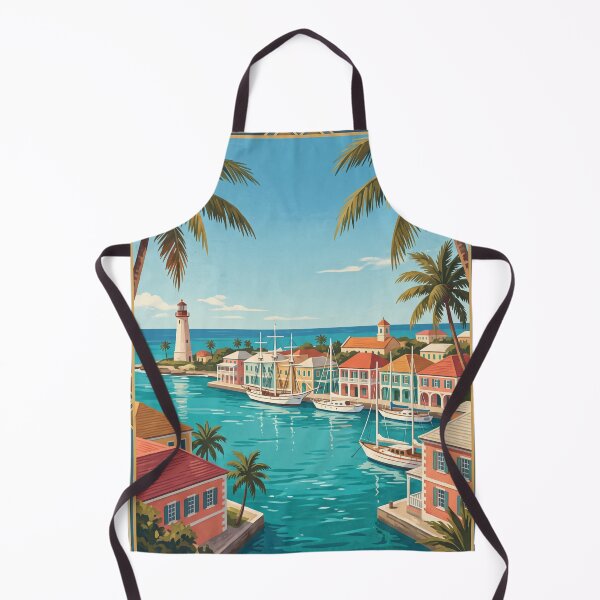 Item preview, Nassau Bahamas Vintage Travel Poster – Harbour, Lighthouse & Sailboats designed and sold by Bomax121.