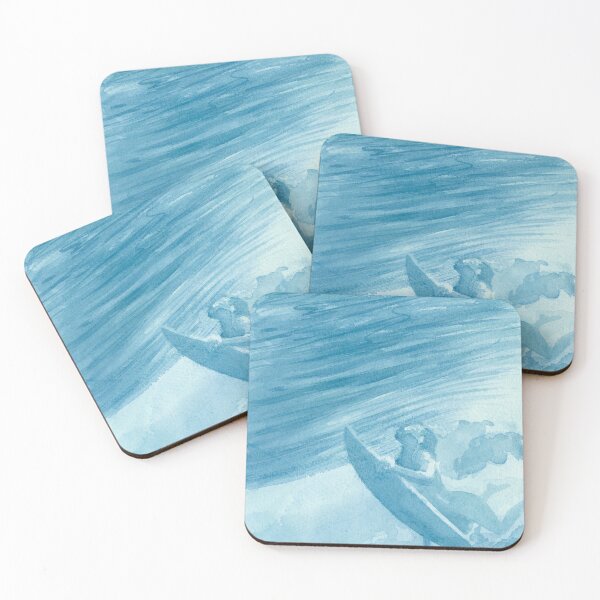 Item preview, Hand-painted watercolor of a surfer duck-diving under a wave designed and sold by Anais-Mrn.
