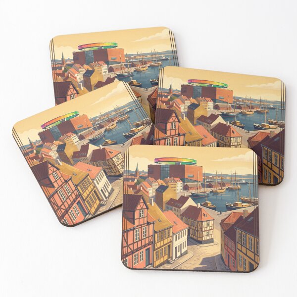 Item preview, Aarhus Denmark Vintage Travel Poster – ARoS Museum & Harbour designed and sold by Bomax121.