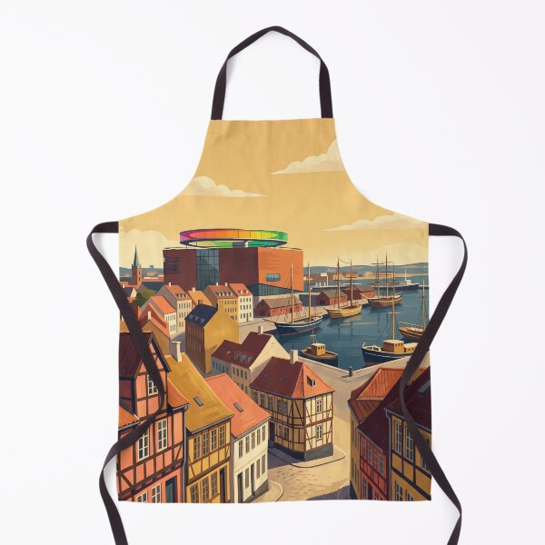 Item preview, Aarhus Denmark Vintage Travel Poster – ARoS Museum & Harbour designed and sold by Bomax121.