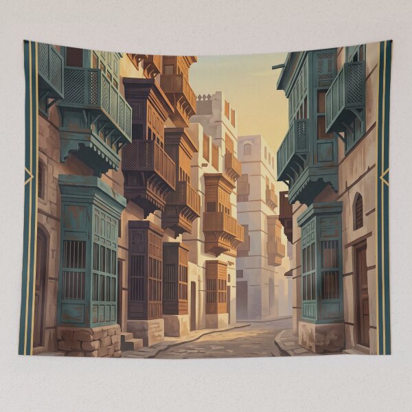 Item preview, Jeddah Saudi Arabia Vintage Travel Poster – Al-Balad Old Town designed and sold by Bomax121.