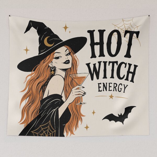 Item preview, Hot Witch Energy Redhead Witch Halloween Retro Vintage Graphic designed and sold by MonNoir.