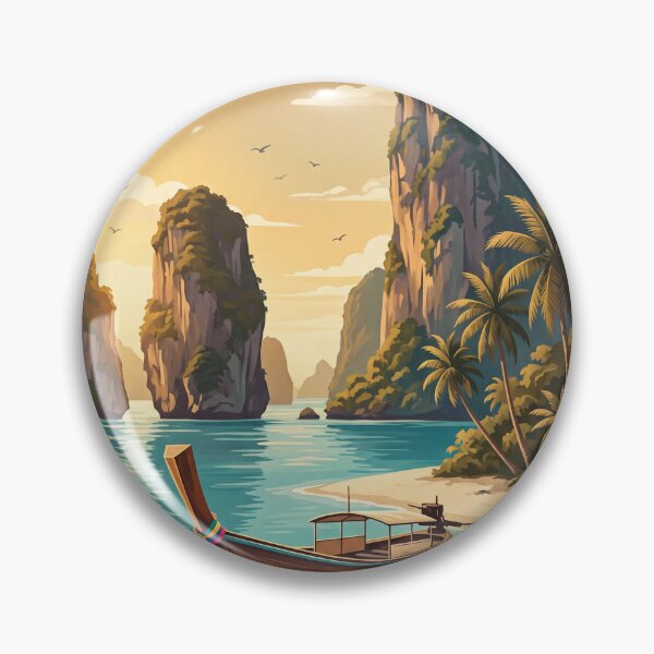 Item preview, Phuket Thailand Vintage Travel Poster – Long-Tail Boat & Islands designed and sold by Bomax121.