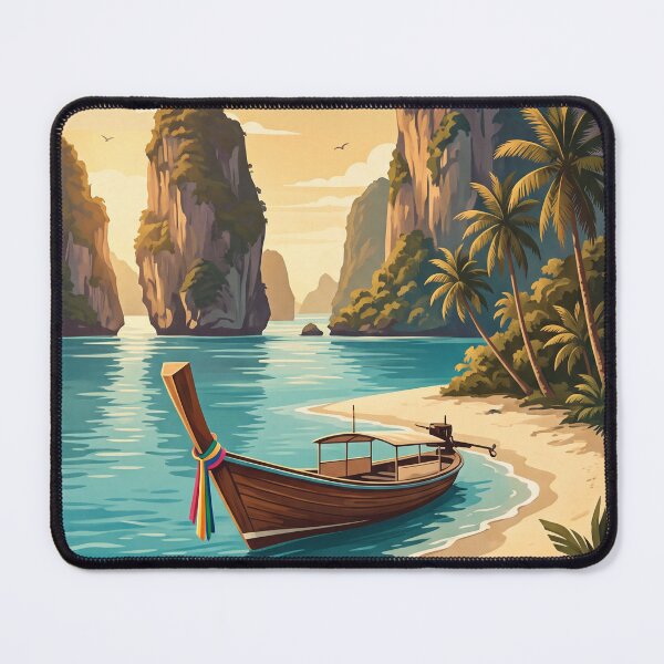 Item preview, Phuket Thailand Vintage Travel Poster – Long-Tail Boat & Islands designed and sold by Bomax121.
