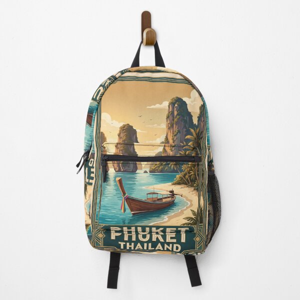Item preview, Phuket Thailand Vintage Travel Poster – Long-Tail Boat & Islands designed and sold by Bomax121.