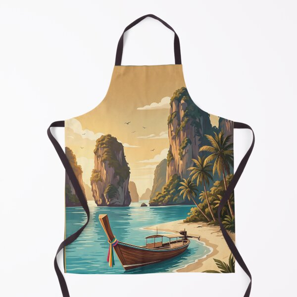 Item preview, Phuket Thailand Vintage Travel Poster – Long-Tail Boat & Islands designed and sold by Bomax121.