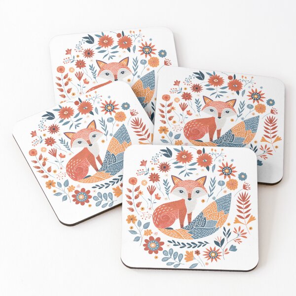 Item preview, Scandinavian Folk Art, Floral Fox designed and sold by xiao xuans.