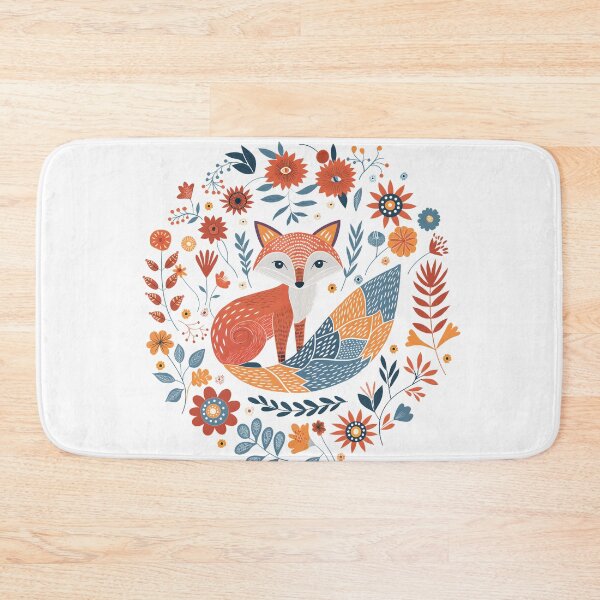 Item preview, Scandinavian Folk Art, Floral Fox designed and sold by xiao xuans.