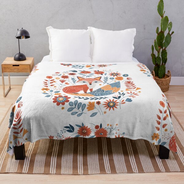 Item preview, Scandinavian Folk Art, Floral Fox designed and sold by xiao xuans.
