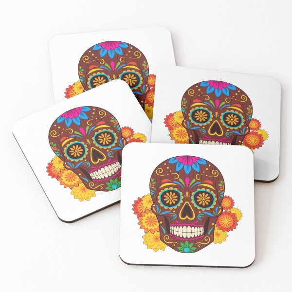 Item preview, Dark Floral Sugar Skull | Elegant Brown Calavera Day of the Dead Folk Art designed and sold by Ecocrushstudio.