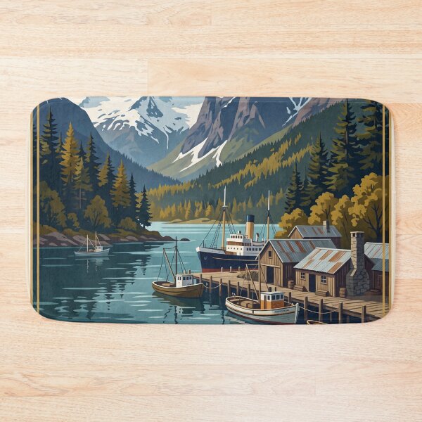 Item preview, Ushuaia Argentina Vintage Travel Poster – Beagle Channel & Mountains designed and sold by Bomax121.