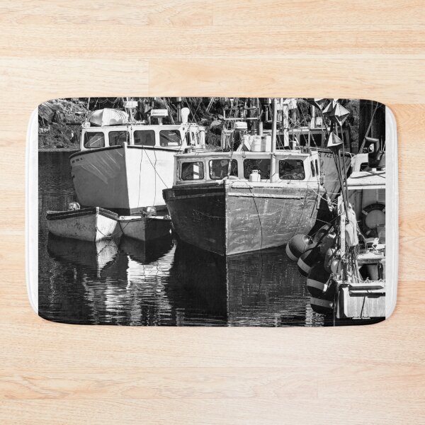 Item preview, Boats Docked in a Serene Harbor B+W designed and sold by Gerard Fornarotto.