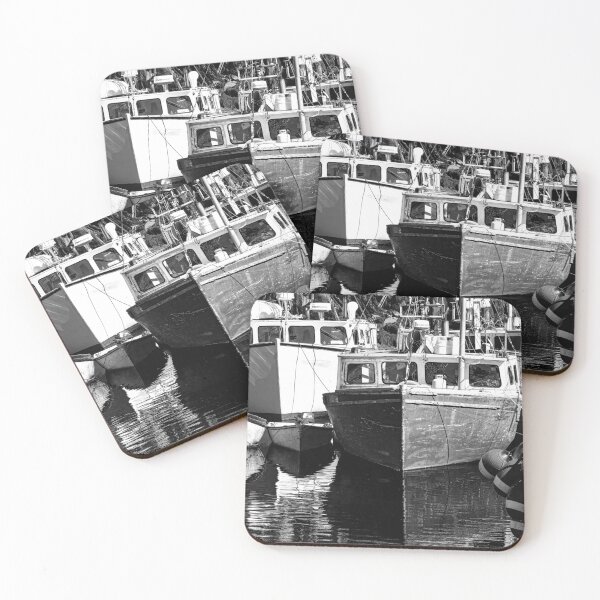 Item preview, Boats Docked in a Serene Harbor B+W designed and sold by Gerard Fornarotto.