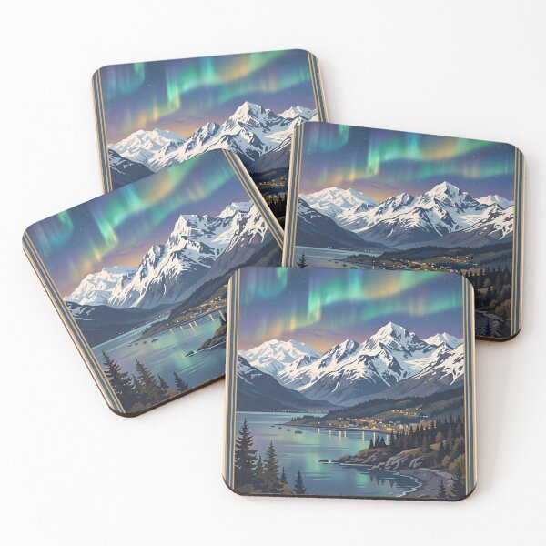 Item preview, Anchorage USA Vintage Travel Poster – Northern Lights & Mountains designed and sold by Bomax121.