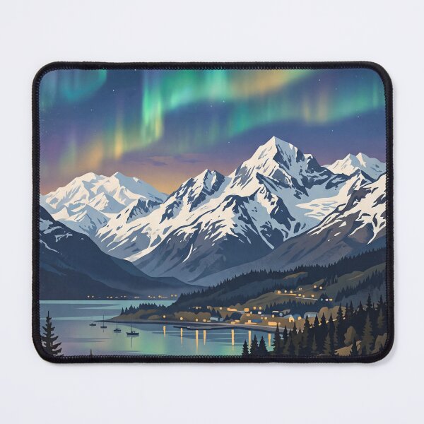 Item preview, Anchorage USA Vintage Travel Poster – Northern Lights & Mountains designed and sold by Bomax121.